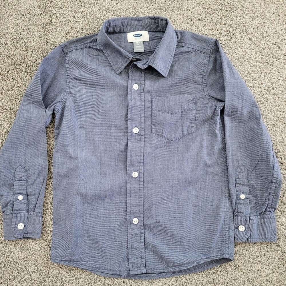 Old Navy Blue Button Down Dress Shirt XS 5, Pre-Owned in Nice Condition!